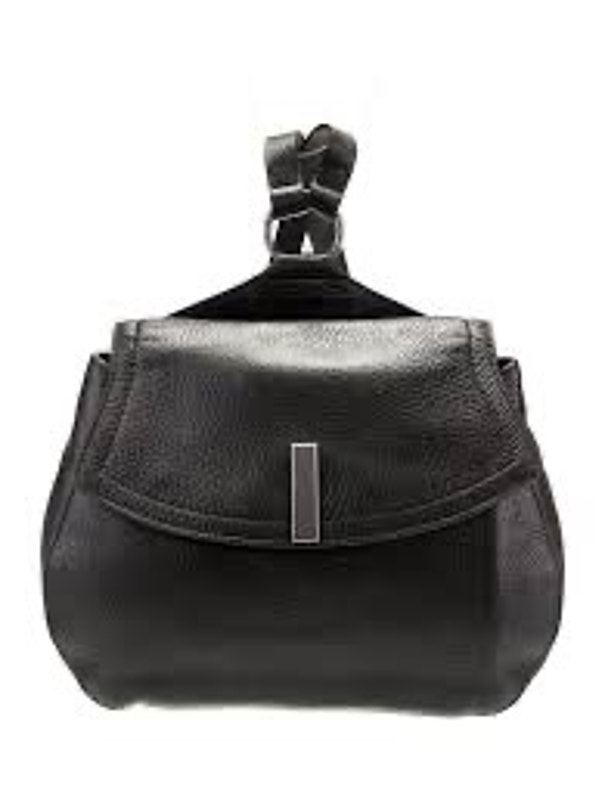 Halston Heritage Black Leather Mini Backpack Suede Lined Minimalist Quiet Luxury